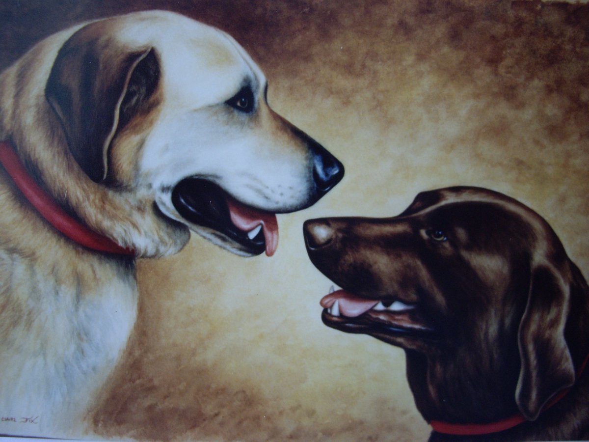 This is  an original watercolor double portrait done on commission, contact me if you want a pet portrait or painting, clairefix.com #art #paintings #dogs #labs #dogpaintings #chocolatelab #artwork #fineart #watercolors #petportraits #dogartists #animalartists #dogart