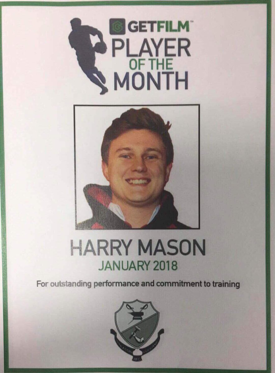 A huge Congratulations to Harry Mason, our January 2018 Player of the Month sponsored by GetFilm.co