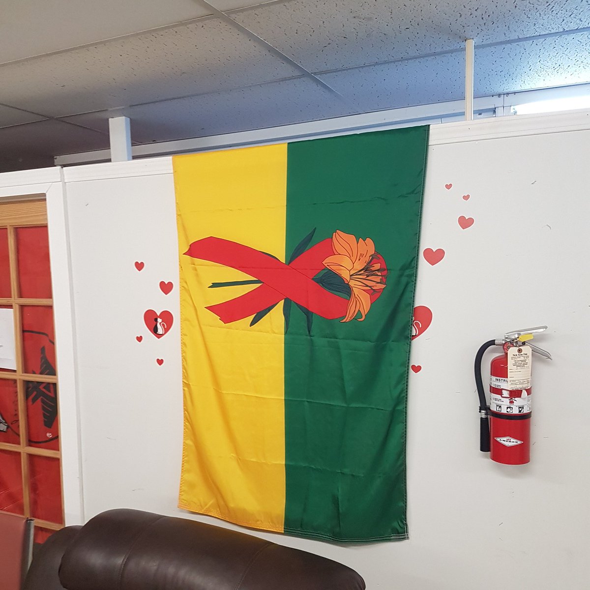prairiehr's tweet photo. Provincial HIV flag flying at Scattered Sites in La Ronge. #goodpeople #goodvisit #treaty6 #metishomeland https://t.co/l19IHl4W71