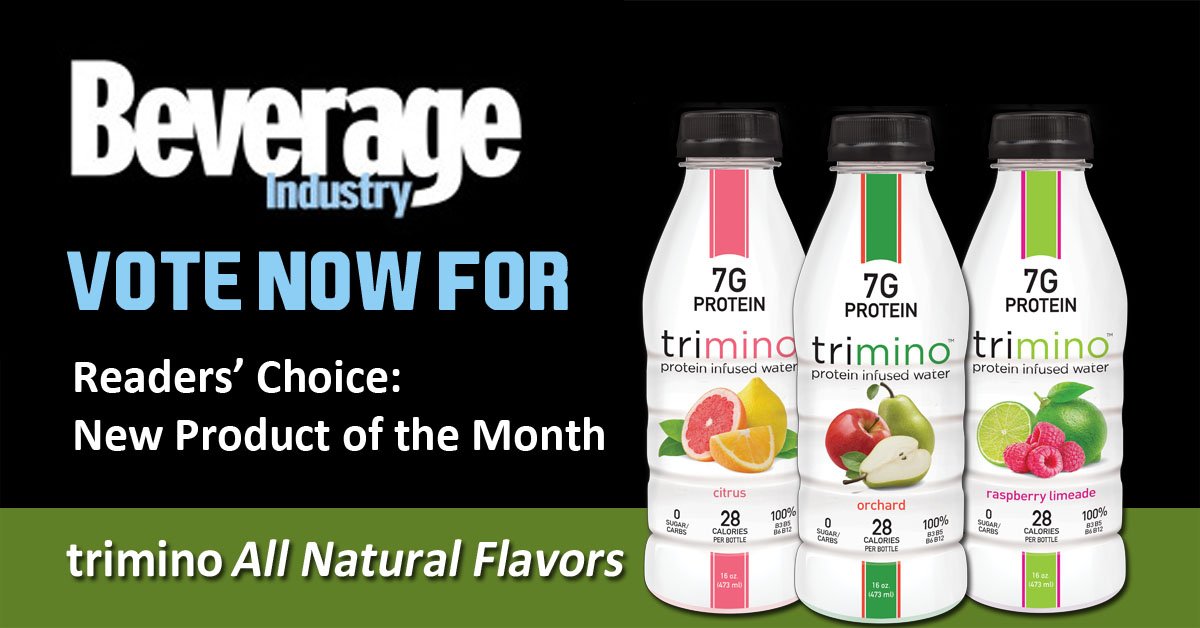 DRINKtrimino's tweet photo. https://t.co/cwF1Q1R1bS We need your help! Click now & VOTE for the NEW ALL NATURAL trimino flavors as Beverage Industry's New Product of the Month for January 2018!! #drinktrimino #Citrus #RaspberryLimeade #Orchard @BeverageInd https://t.co/YtA8n0cBDH
