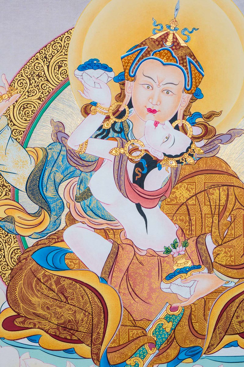 BahramLoredo's tweet photo. "En una #mano, el #cáliz/#copa de #vino, en otra mano los #rizos de la #Amada*, ¡tal #danza en medio de la #arena [del #Ser] es lo que #deseo!"

 - Maulana #Rumi

*Imagen: #Padmasambhava (#GuruRimpoche) y su consorte, la #dakini #Mandarava. https://t.co/SQtSb8ZklZ