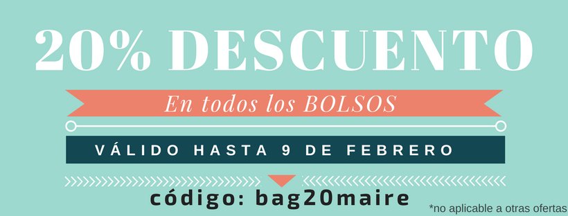 Maire_ModaMujer's tweet photo. Buenas noches chicas, tenemos una gran noticia, desde hoy hasta el día 9 de febrero toda nuestra colección de bolsos tiene un descuento del 20% .
Utiliza el codigo: bag20maire 
https://t.co/Wc8UdpWxNm
#MODA #MAIRECOMPLEMENTOS #CORREQUEVUELA #MUJER #BOLSO #PERFECTOPARATI https://t.co/2UAk9Gjv0c