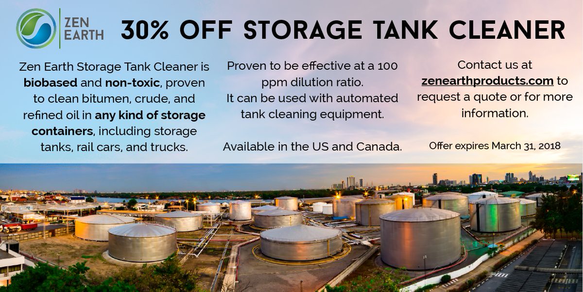 ZenEarthCorp's tweet photo. Now until March 31, our #StorageTank Cleaner will be on for 30% off! Check out our website for more information or to request a quote! ✅ https://t.co/tMjKVDlzZc #biobasedcleaner #biobased #biodegradable #nontoxic https://t.co/YA6RChOyQD