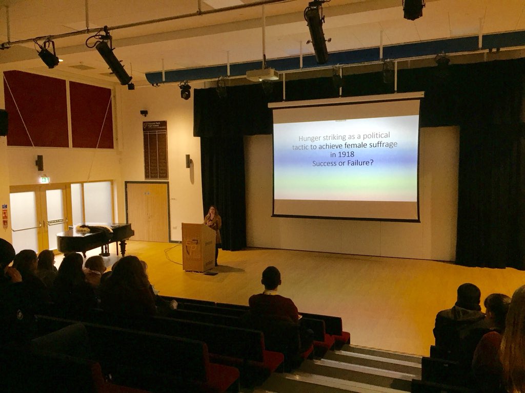 ephs_ace's tweet photo. Fantastic to see so many students at our first ‘Expert Lecture Series’ from Ms Kular on the hunger striking of suffragettes - a powerful topic perfectly timed with the centenary of women getting the vote! @ElthorneHighSch #curiosity #supercurricular #proud #100years https://t.co/5CSwZUDtoi