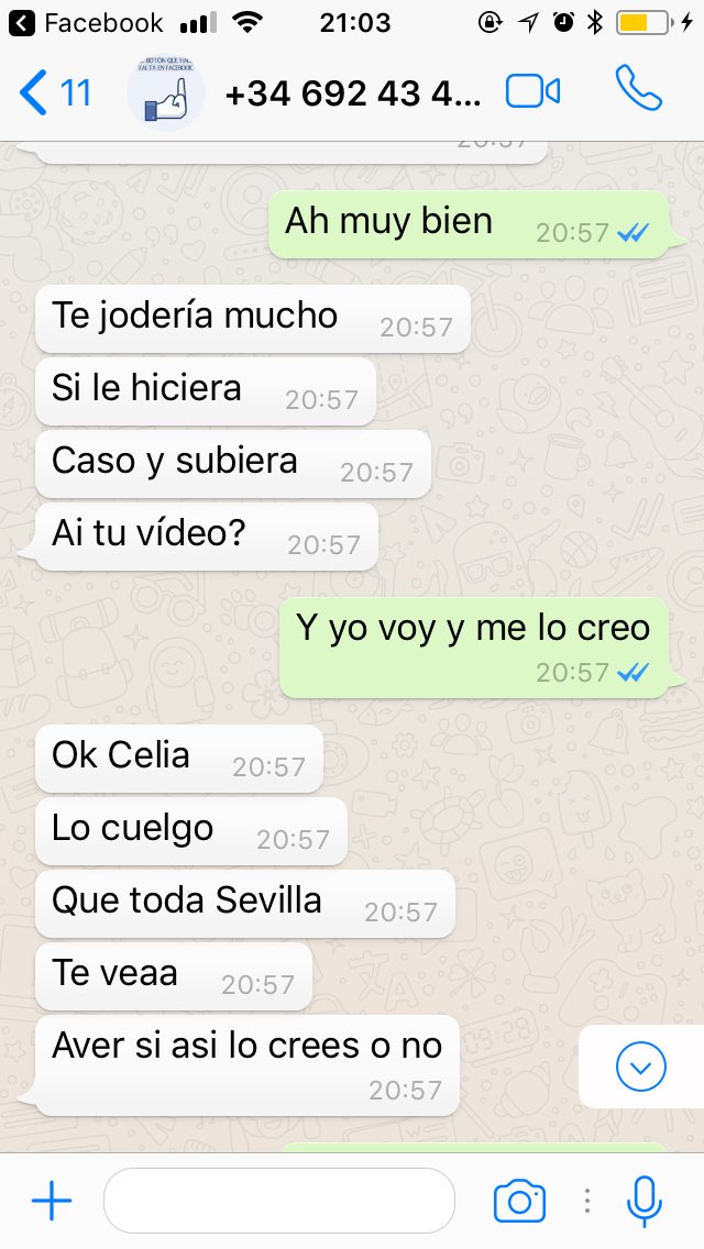 celia_gamboa98's tweet photo. Acaba de pasarme esto. Un tío me habla diciéndome que tiene un vídeo íntimo mío que un amigo suyo me ha grabado sin consentimiento y amenaza con publicarlo. Se que es mentira y he encontrado que a más gente le ha hecho lo mismo. Su número es este +34 692434162  Por favor DIFUSIÓN https://t.co/Nmhhqx8lfh