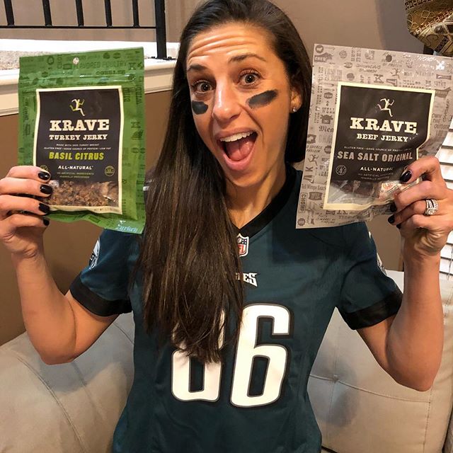 KRAVE Jerky (@kravejerky) on Twitter photo True fans leave nothing up to chance. Thanks <a href="/carlilloyd/">Carli Lloyd</a> for rockin’ your lucky flavors from pregame snack to final score 🏈🦅🏆 True fans leave nothing up to chance. Thanks <a href="/carlilloyd/">Carli Lloyd</a> for rockin’ your lucky flavors from pregame snack to final score 🏈🦅🏆