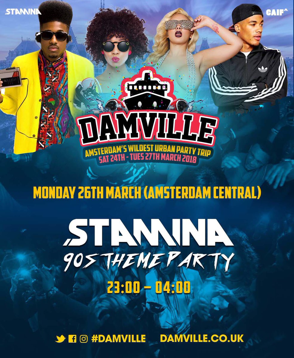 damvilletrip's tweet photo. WE END THE 3 NIGHTS OF PARTYING WITH THE BEST URBAN BRAND IN THE UK TAKING OVER DAM

STAMINA 90'S THEME PARTY 🎉 

https://t.co/4Ja7Kvi3Xf RT https://t.co/XOW6sUFFJW