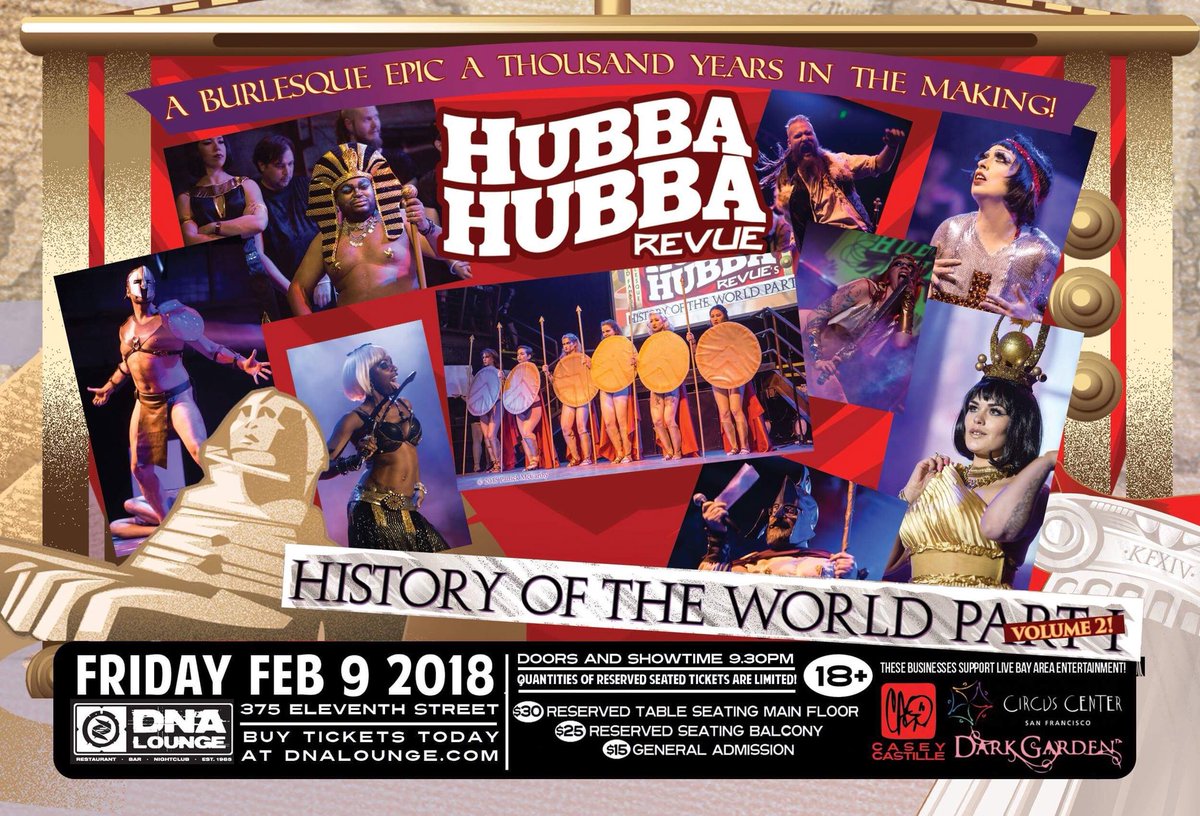 HubbaHubbaRevue's tweet photo. Huge week this week, #Hubba fam!
TONIGHT: @ManarchyRevue takes over #MondayNightHubba upstairs at @dnalounge!
Tix: https://t.co/aIO0jXL4WA
THIS FRIDAY: @HubbaHubbaRevue presents its monthly big show w/#HistoryOfTheWorldvol2 at @dnalounge!
Tix: https://t.co/53U00Kl324
#HubbLife https://t.co/SMNqNUBWb7