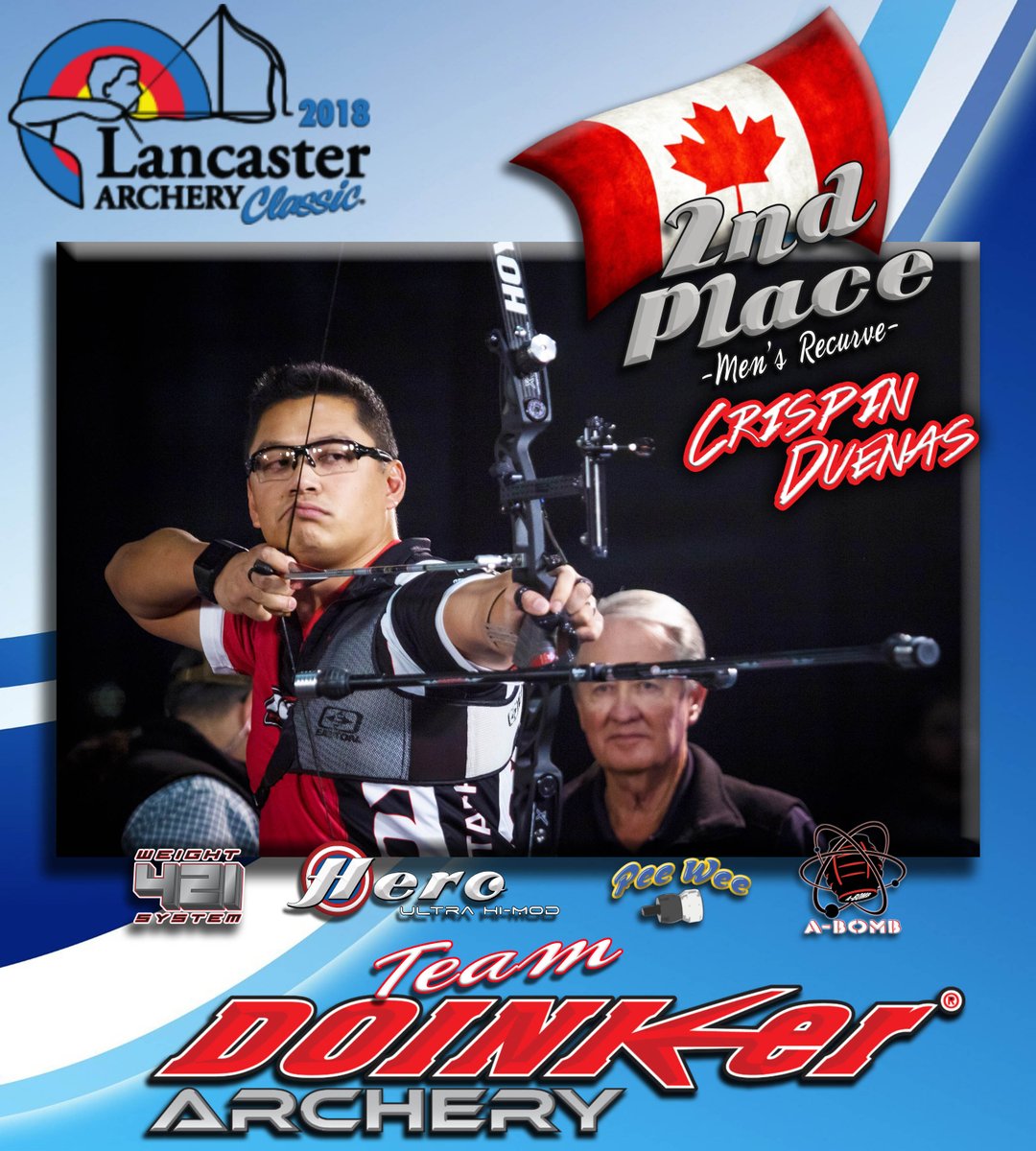 DoinkerStabs's tweet image. Congratulations to Crispin Duenas of Canada on his 2nd Place Win at the 2018 Lancaster Archery Classic! #TeamDoinker #HeroUltraHiMod #Doinker #Archery