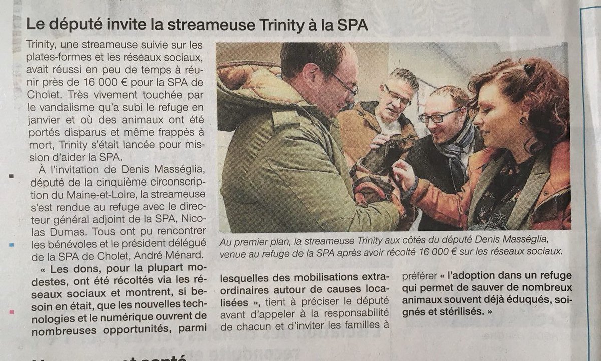 mythiXTrinity's tweet photo. On parle de notre action pour la SPA dans le journal 🙏
GG à tous les amis ❤️
#streamspacholet https://t.co/2tQBLePP7S