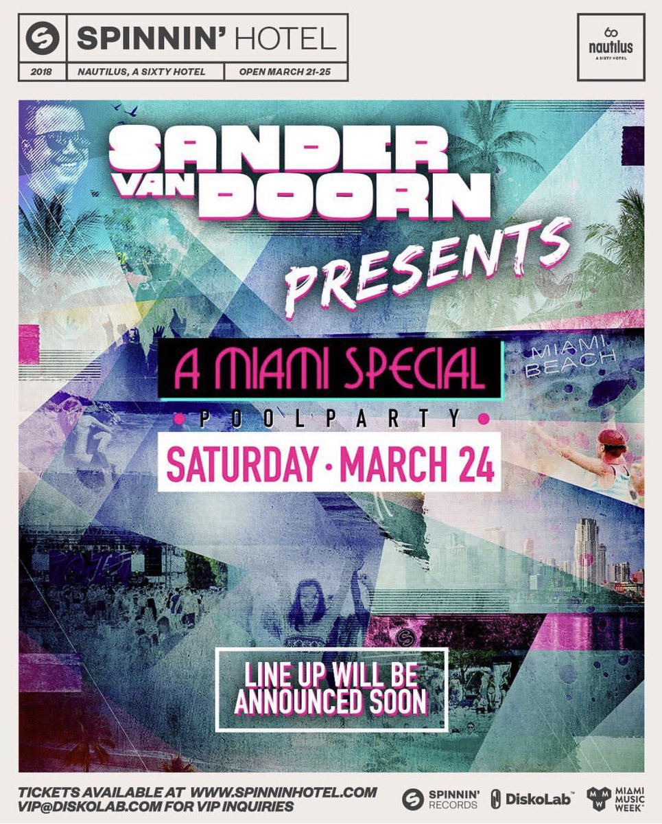 Miami are you ready?? This is gonna be a very special edition 😉🙌🏻 Grab your tickets here: spinninhotel.lnk.to/SandervanDoorn… https://t.co/qjFA24lXrX