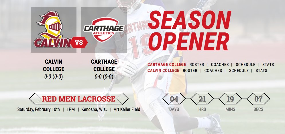 carthagesports's tweet photo. Countdown is on for this Saturday's #RedMenLax 2018 Season Opener! #RedStateofMind https://t.co/UkcZj1IFXc
