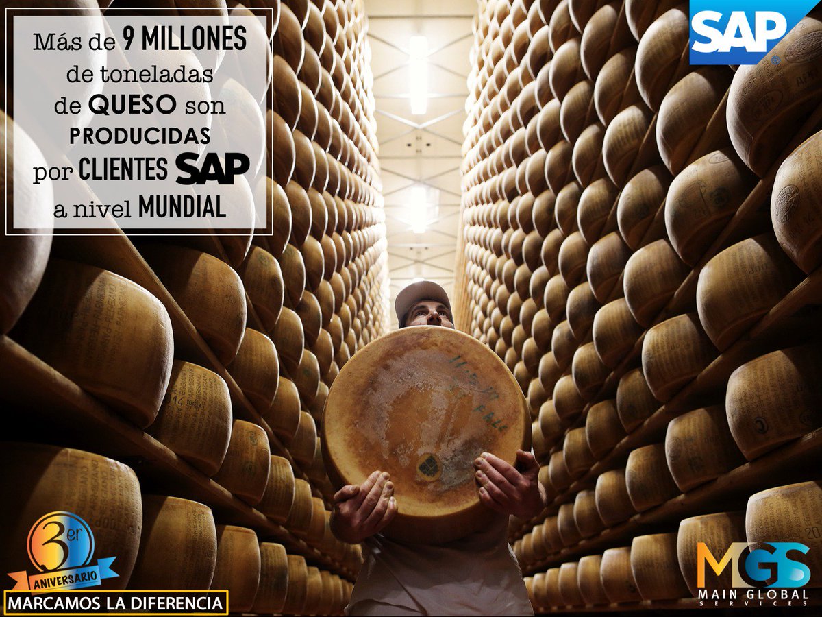 Main_GS's tweet photo. Sabias que mas de 90 millones de toneladas de #Queso son producidas a nivel mundial por empresas que utilizan soluciones SAP?

La soluciones SAP​ ayudan a compañías de todos los tamaños e industrias a operar mejor.

#SAP #Peru #Mexico #Innovation #Evolution #Digital #SAPFastFact https://t.co/8cebQYnAt7