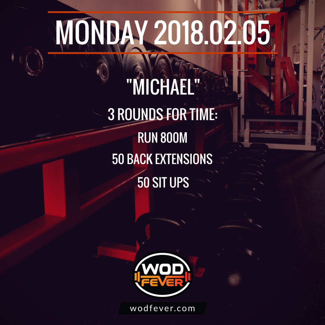 Wodfever's tweet photo. Today's #wod is "Michael"; a Hero WOD perfect for a busy Monday, even if you can't make it to the gym. "Michael" is dedicated in honor of Lt. Michael McGreevy who was killed in the line of duty in 2005 in Afghanistan.  
...
WOD Fever https://t.co/tTd4fmmg2p