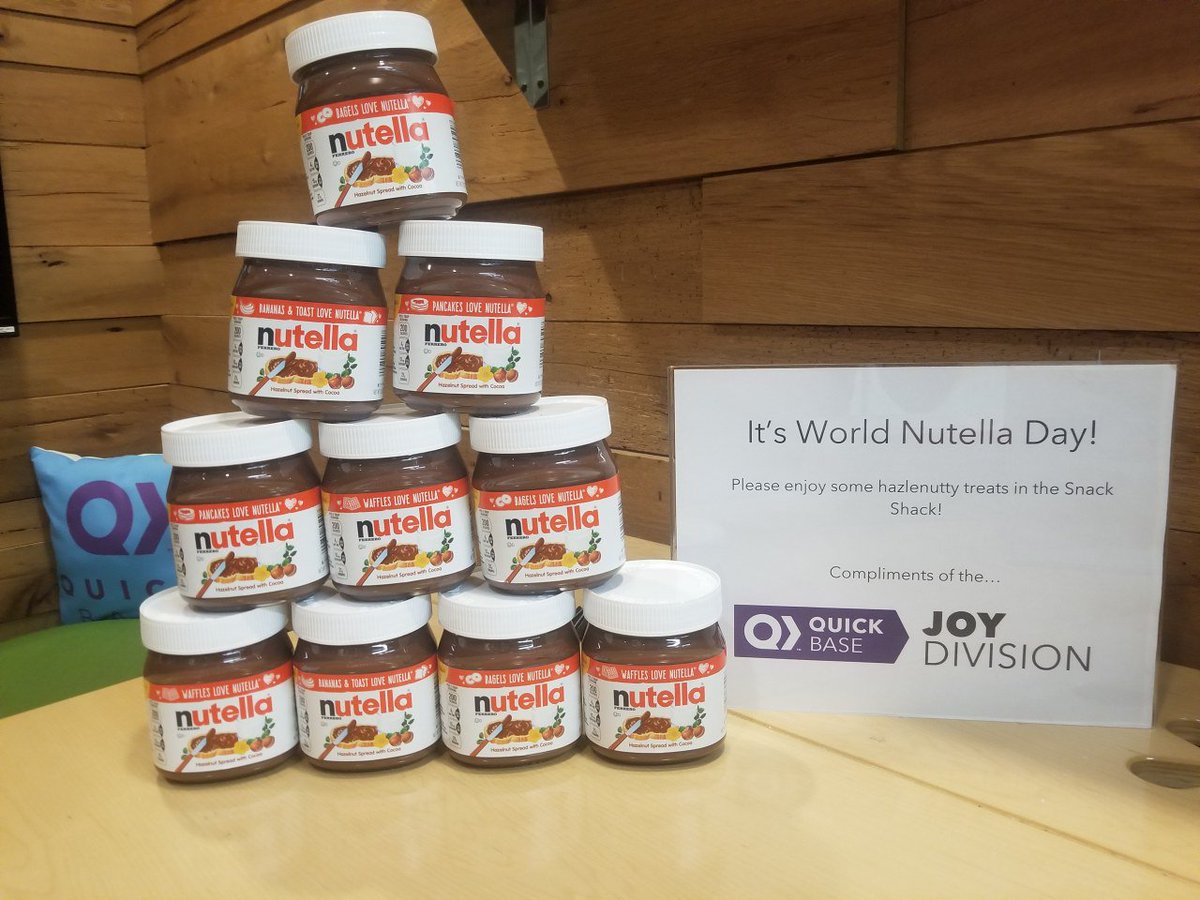 Quickbase's tweet photo. We're celebrating #WorldNutellaDay right with an awesome afternoon treat! #QuickBaseLife https://t.co/9Ex4W1hFdZ