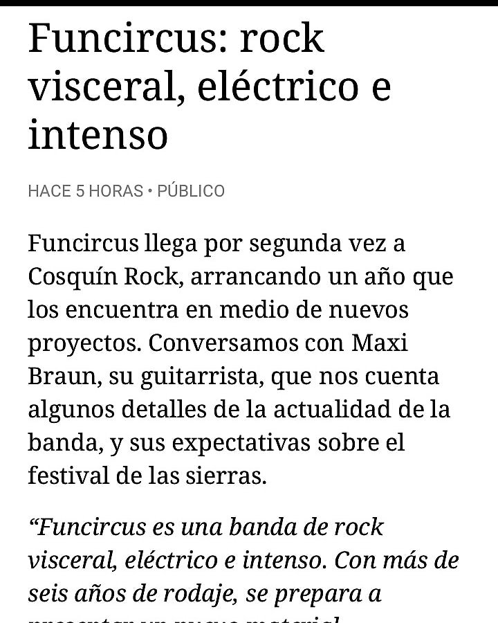 funcircus_rock's tweet photo. Hermosa nota de los amigos de @fotorockers sobre lo que se viene del show de #Funcircus en #Cosquin2018 https://t.co/KUgbMnAOy8 https://t.co/GM8ki9wpeH