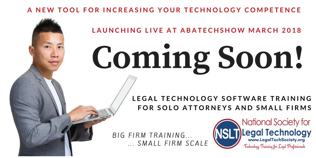 NSLTtech's tweet photo. Excited to announce that we will be unveiling our new product at the #ABATechshow18 on March 7th in Chicago! #LegalTech https://t.co/kEadmshYVD