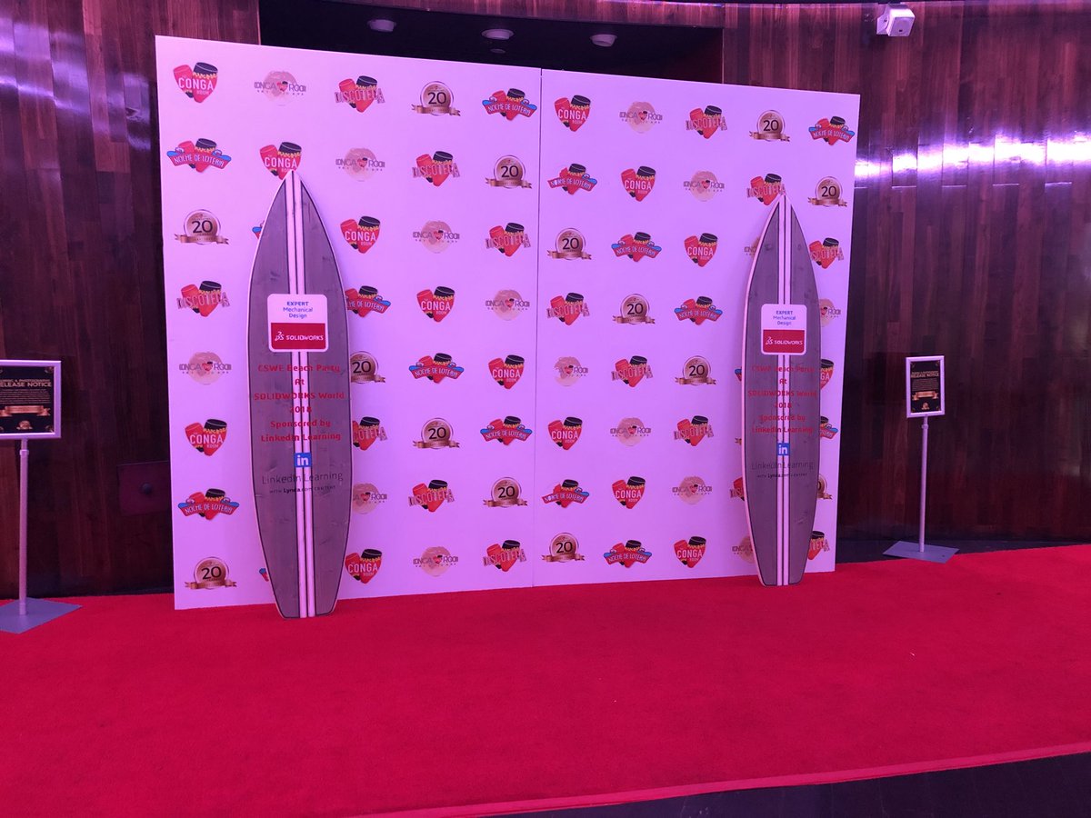 MikePuckett's tweet photo. Who’s ready for the CSWE event at #SWW18 ?  The red carpet is looking good with our @LI_Learning surfboards leading into our beach party! Doors open at 8:30, don’t forget your conference badge. https://t.co/1TbgRcsLMH