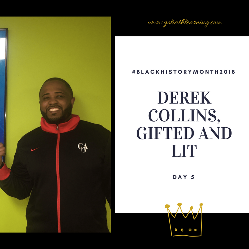 goliathlearning's tweet photo. Day 5--  Today we would like to celebrate Derek Collins of Gifted &amp; Lit.  Gifted &amp; Lit offers very engaging curriculum for students and incorporates music. #BlackHistoryMonth #BlackHistoryMonth2018 https://t.co/BZppU3JMwB