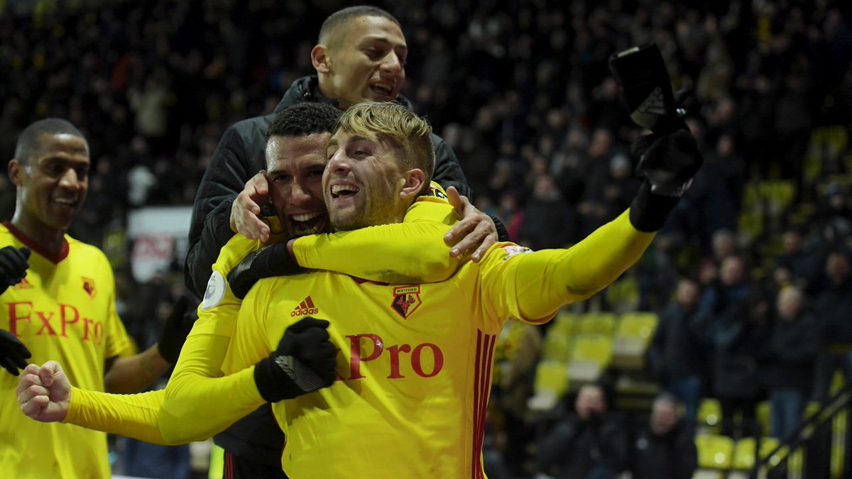 WatfordFC's tweet photo. FT | #watfordfc 4-1 Chelsea
A thoroughly deserved win in Javi Gracia's first home game! Deeney (pen), Janmaat, Deulofeu & Pereyra with the goals!
COME ON!!!!
Listen live ⤵️
https://t.co/MVTxcdM2TV https://t.co/ISHtMd8jnq