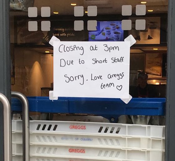 Nasher's tweet image. Willy Wonka managed to run a global chocolate empire with a similar workforce but you decide to close early. Shame on you @GreggsOfficial