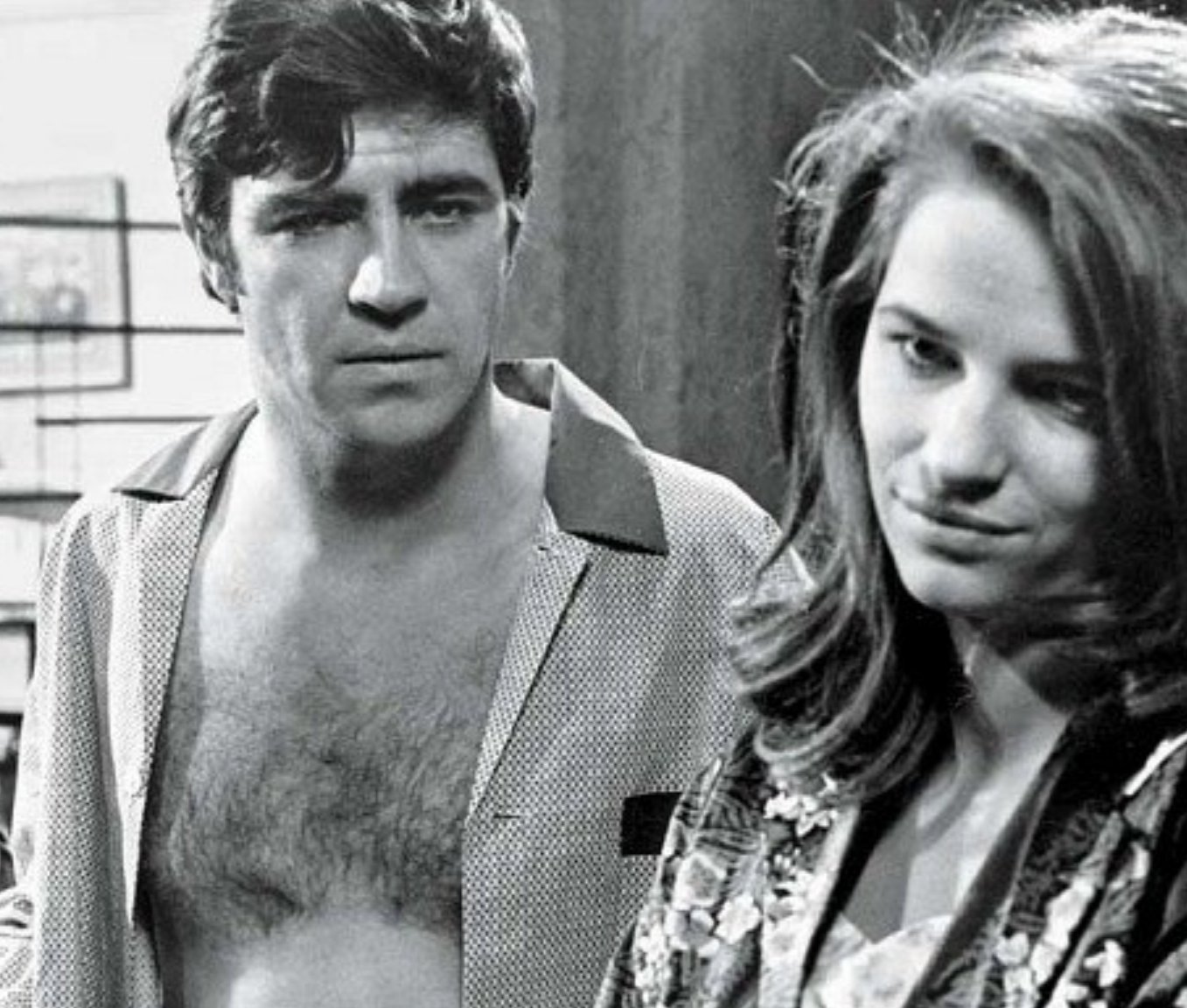 Happy birthday to that lady standing in frame with Alan Bates Hairy Chest 