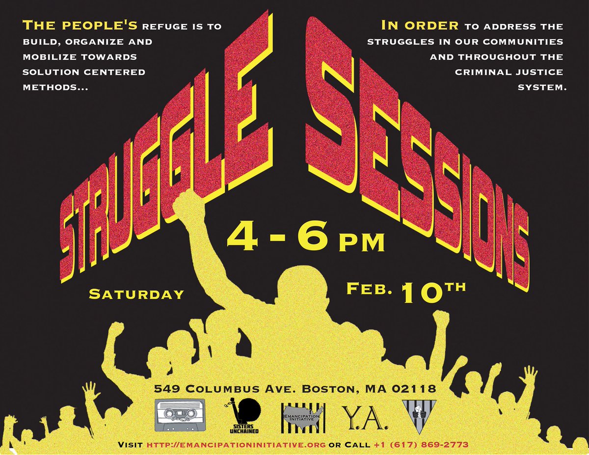 This Saturday join us 4-6pm <a href="/MakeShiftBos/">Make Shift Boston</a> for our #strugglesession. We’ll update each other about our work against the visitor restrictions, talk about our @BallotsOverBars campaign and celebrate #BlackHistoryMonth #BlackLivesMatter