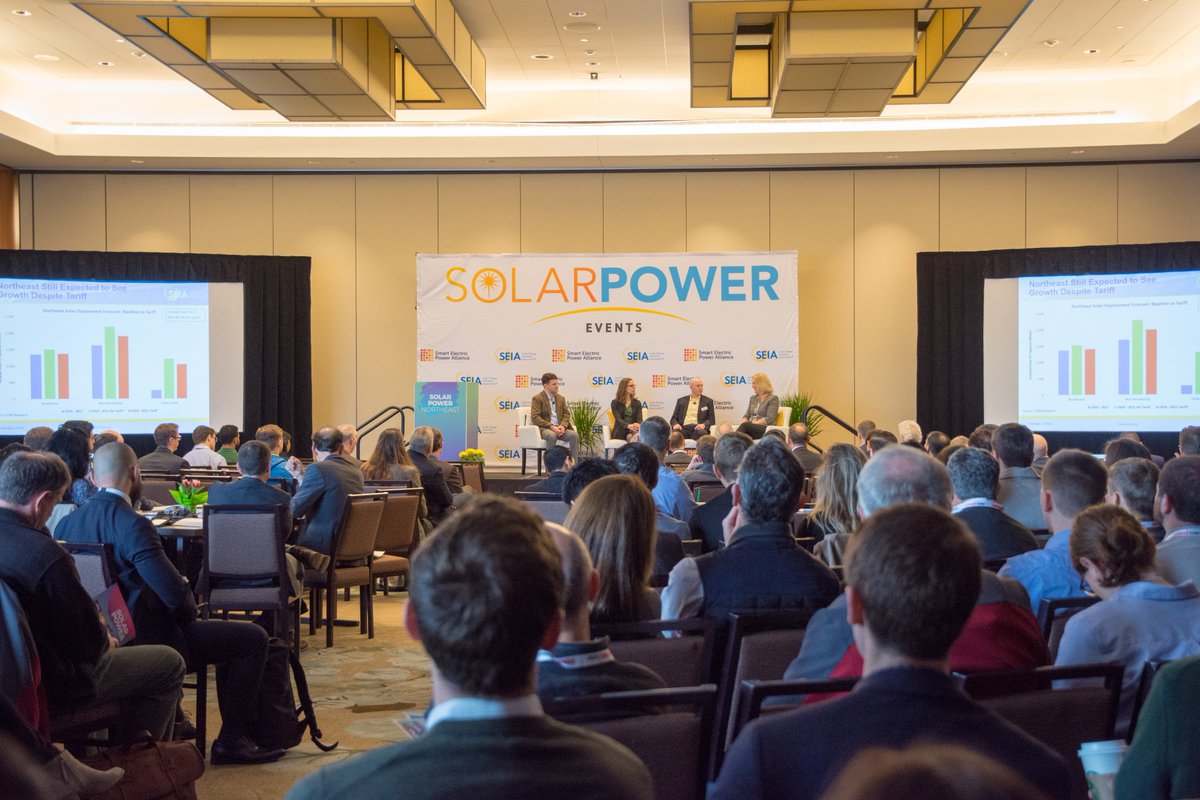 SPIConvention's tweet photo. A successful day one at #SolarNE. Check out some of the highlights and enjoy the @CEDGreentech happy hour AND sold-out networking reception tonight @harpoonbrewery, sponsored by @EnergeiaWorks @PfisterEnergy! https://t.co/YByJrCxMIQ
