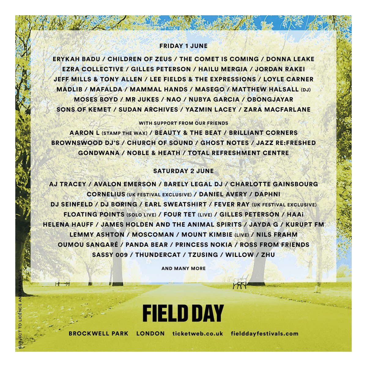 itsmusicon1's tweet photo. This incredible woman is headlining Field Day this year! What an absolute treat @fatbellybella 💛 alongside other On1 faves @LoyleCarner @jordanrakei @UncleSego &amp; @thisNAO 
.
.
.
#fieldday #fieldday2018 #erykahbadu #loylecarner #jordanrakei #masego #nao @fielddaylondon https://t.co/FRCgAA5plW