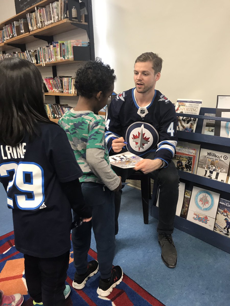 mechristie1's tweet photo. Exciting day the learners in Rm. 14 and @fort_rouge. Thank you Morrissey and Laine from the @NHLJets for visiting and reading "Whiteout" to us. We ❤️the Jets! We ❤️to Read! #readingtakesflight https://t.co/BsreQhvDus