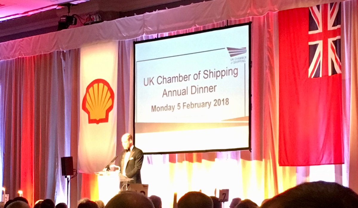 HRH The Duke of Cambridge speaking at this evenings Chamber of Shipping Annual Dinner.