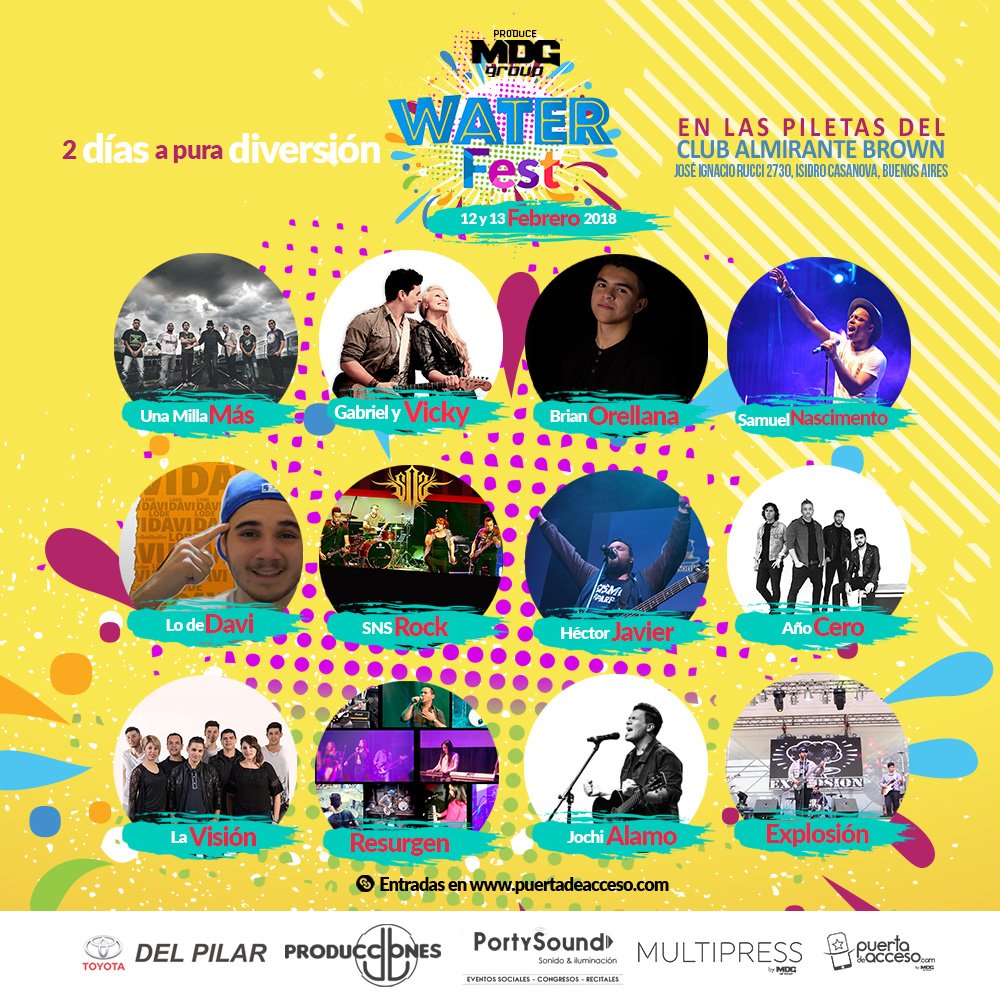 ¡El mejor evento del verano es el #Waterfest18 ⛱! Nadie te trae a taaaantas bandas que te gustan como nosotros. 
Al aire libre ☀️ 12 y 13 de febrero *feriado en las piletas del Club Almirante Brown - Isidro Casanova. Bs. As.
puertadeacceso.com 
<a href="/puertadeacceso1/">puertadeaccesocom</a>