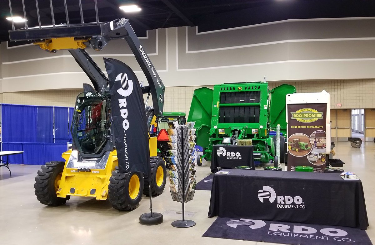 DanEsling's tweet photo. Attending the #KFYR Agri International in Bismarck #NorthDakota this week? Stop by the @rdoequipment booth to see the new #JohnDeere 560R with Precutter and Plus 2 bale accumulator. #AgShow https://t.co/2zQneJM2pM