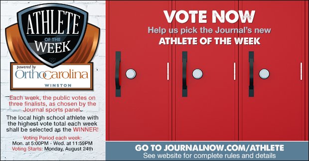 Alright, alright, alright! Time to vote for this week's <a href="/OrthoCarolina/">OrthoCarolina</a> Athlete of the Week! Heads up to <a href="/WestStokess/">#WSOD</a>, <a href="/RRHSAthletics/">Reagan Athletics</a> and <a href="/MTSportsMktg/">Mount Tabor Sports Marketing</a>! #wsnc ow.ly/PPhT30idMUb