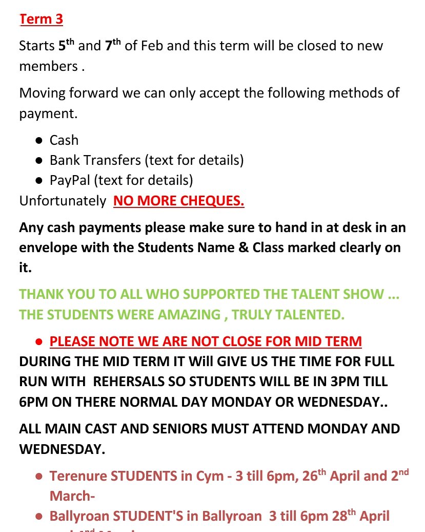Intrepidusstage's tweet photo. This weeks info... Start of term 3 https://t.co/E0aMQJYP98