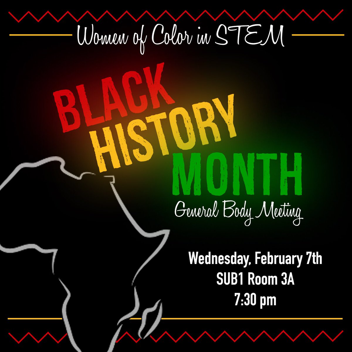 WoCSTEM's tweet image. 🗣 HAPPY BLACK HISTORY MONTH QUEENS 👸🏻👸🏼👸🏽👸🏾👸🏾 Join the Women of Color in STEM, this Wednesday‼️as we celebrate Black History Month at our first GBM of the semester ❤️💛💚 You can also pick up your t-shirts 👚🔬💡