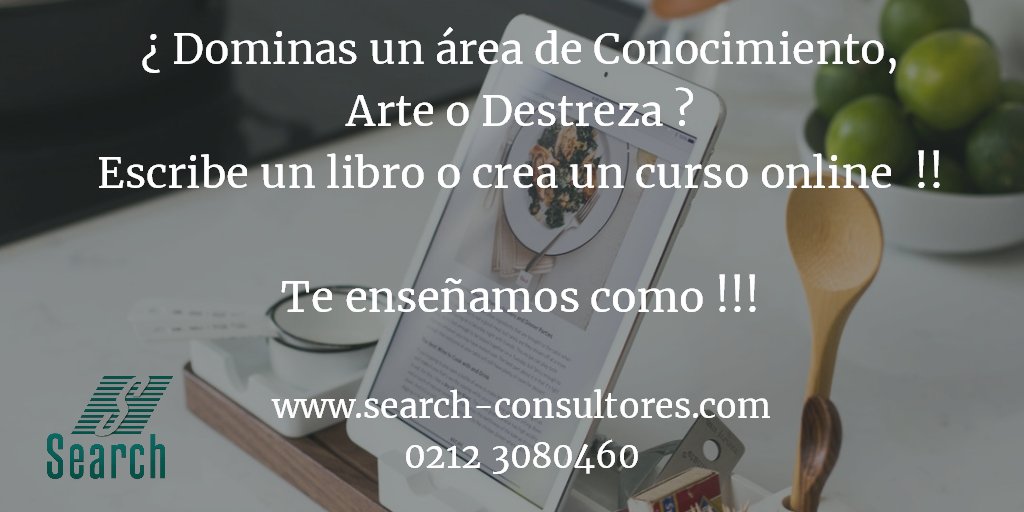 SearchConsultor's tweet photo. ¿ Dominas un área de Conocimiento, Arte o Destreza ?
Escribe un libro o crea un curso online !!Te enseñamos como !!! #ModoRemoto #Capacitación #VentaenDolares #CursosOnLine #ebooks https://t.co/giCwMMJD7B