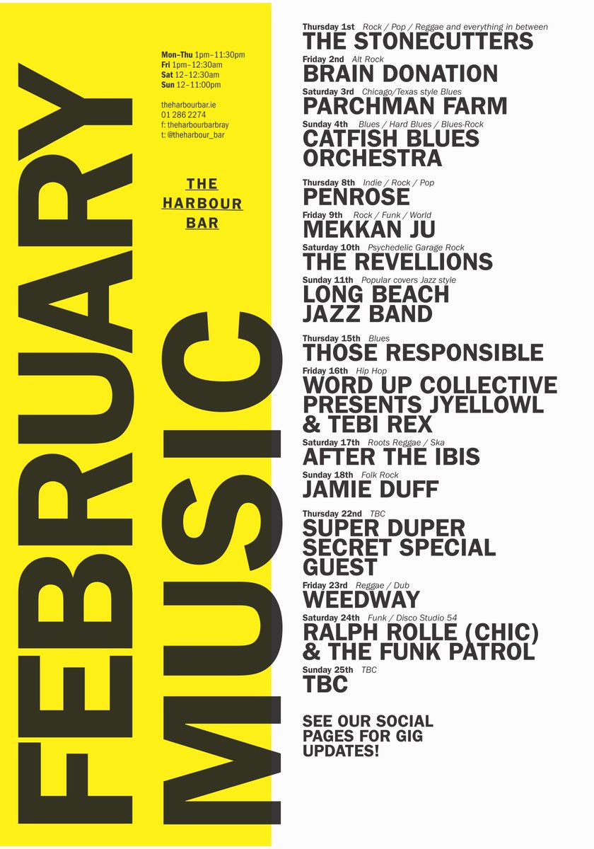 theharbour_bar's tweet photo. THANK YOU to everyone that supported the 4th #BanjoandBovril Festival at the end of January. 

Our February line-up is out with some of the best new Irish talent, some big names, and a few surprises! 

#IrishMusicParty https://t.co/pXIr8LGvCr