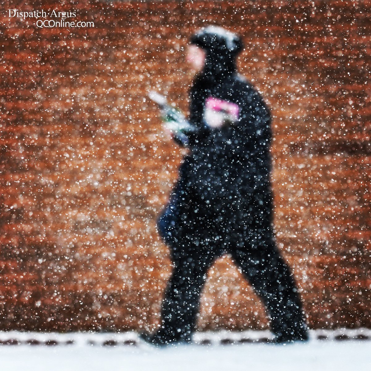talkingpicscast's tweet photo. My auto focus went rogue on me today while I was trying to make a snow photo of letter carrier Jacob Shuck delivering mail in Moline. Focus failure results in a happy accident. @Dispatch_Argus #Instagram #tmizener https://t.co/Vcd9Te9rgE