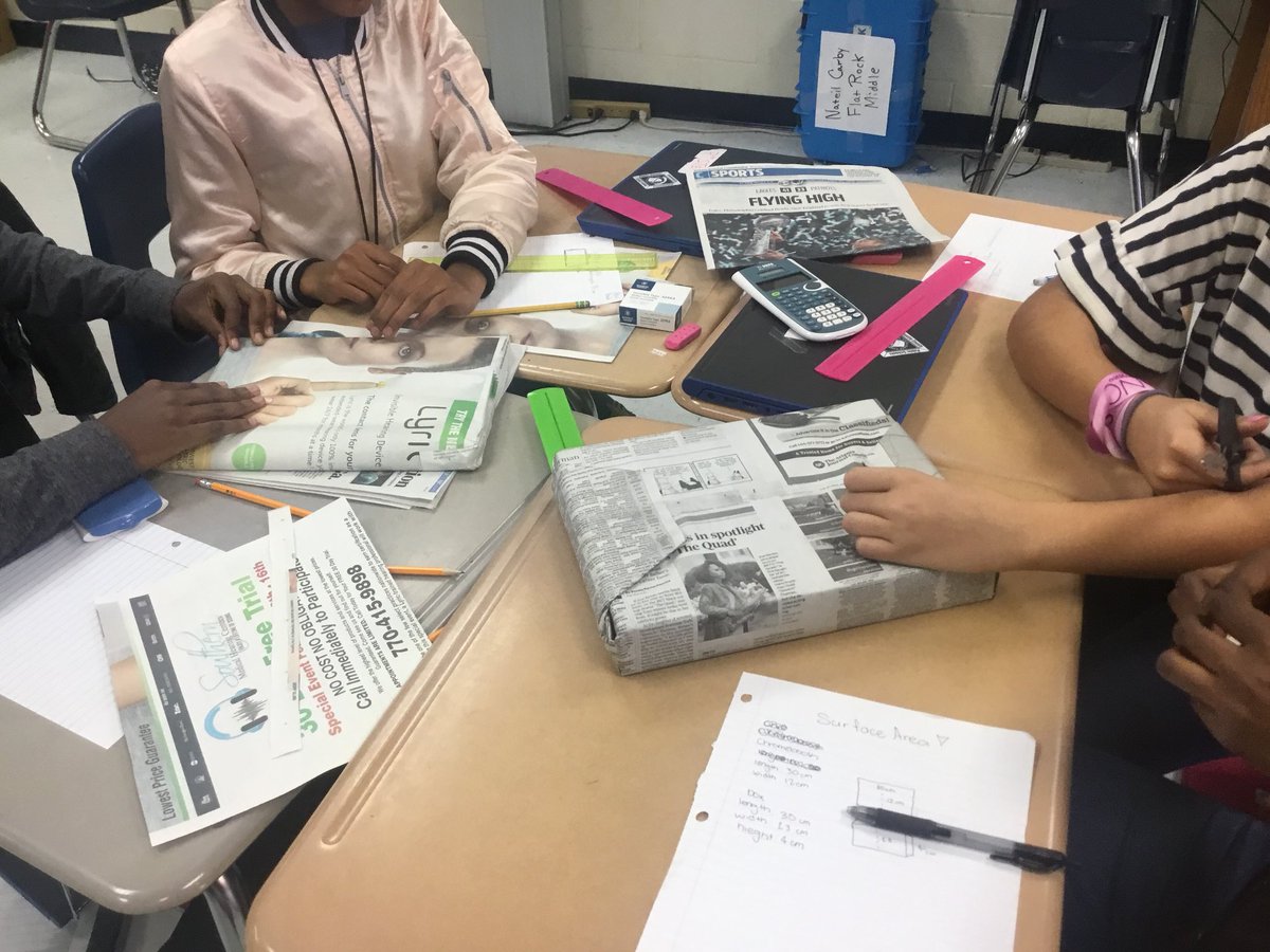 EagleStem's tweet photo. Gift Wrapping + Surface Area = Fun with Geometry. #STEMLife, #FlatRockForward, #EagleSTEM https://t.co/bUlb3kaEYk