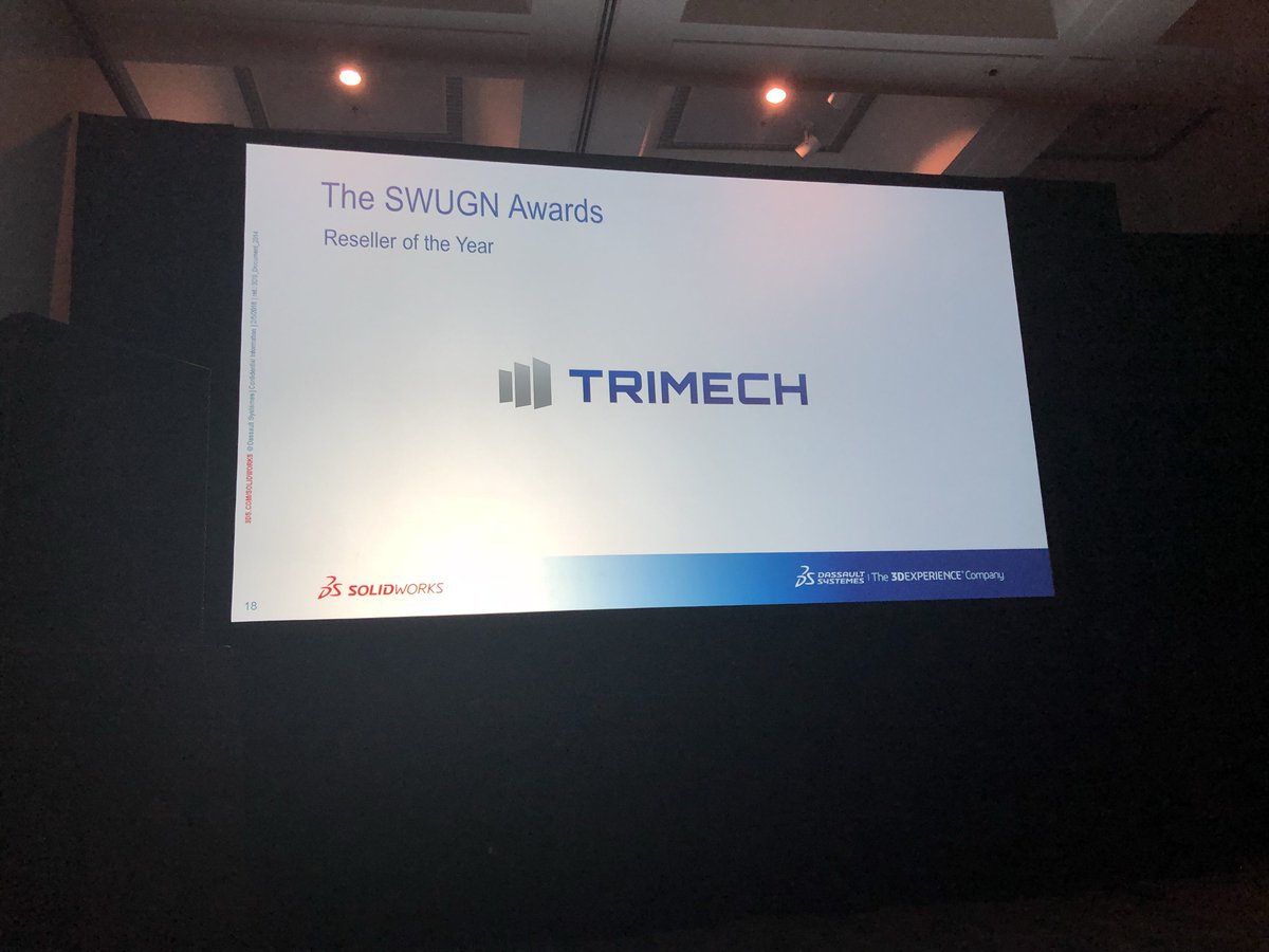 Congrats @TriMech3D on #SWUGN Reseller of the Year!