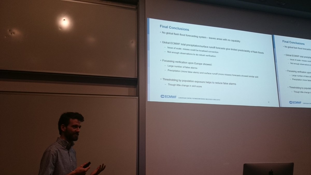 hepexorg's tweet photo. @CBaugh55 takes us to the other end of the scale and presents the challenges of global scale flash flood forecasting #hepex https://t.co/wBseADFcho
