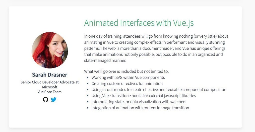 js_for_coders's tweet image. RT @sarah_edo: I’m giving an animation workshop at @vueconfus! We’re going to go over SVG, using custom directives for animation, transition components, GreenSock, and a bunch more. ✨ So excited for this event, and it’s in NOLA! Come hang out.
… ift.tt/2E49uTI