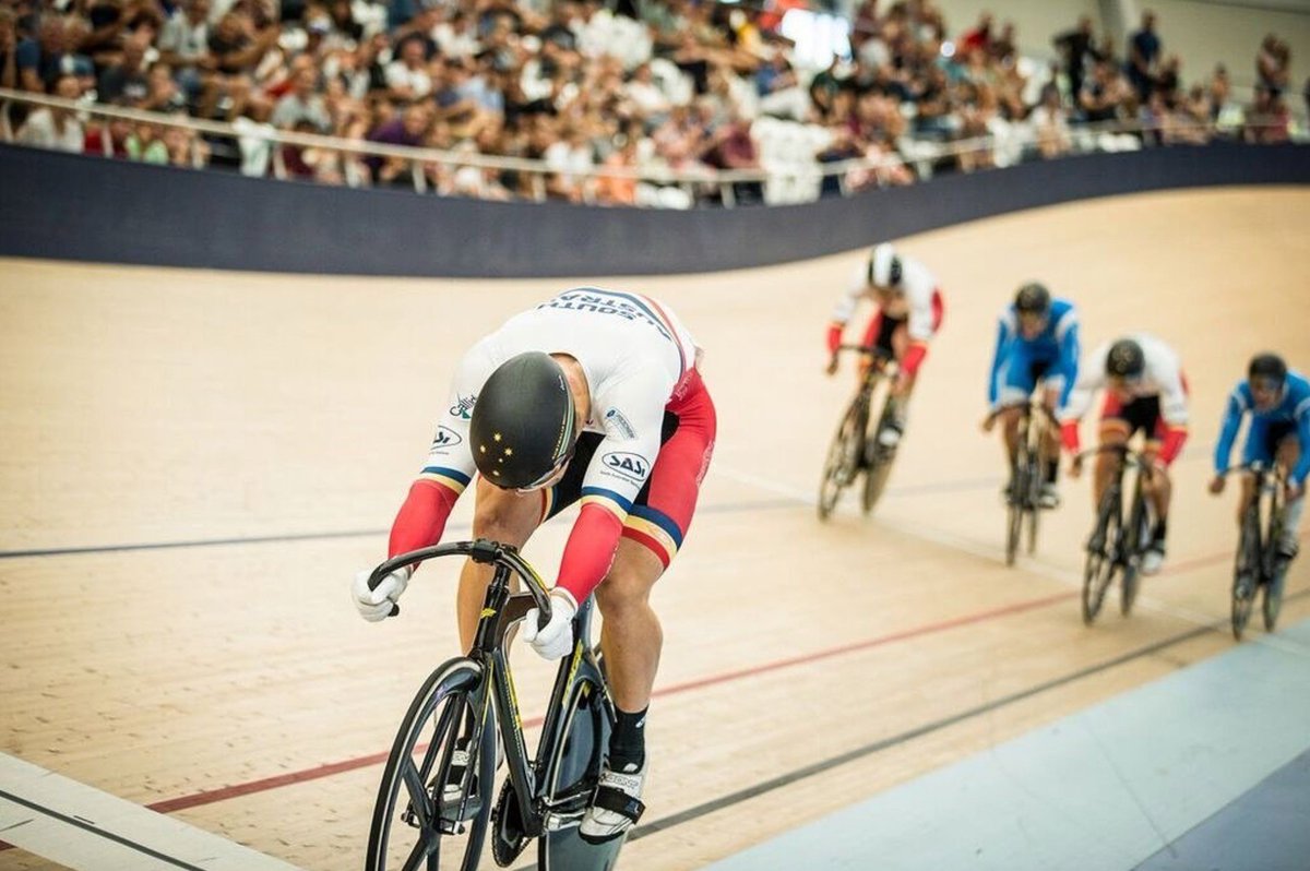 They actually did start all together...! <a href="/MatthewGlaetzer/">Matthew Glaetzer</a> claimed the Keirin title along with Sprint, Kilo and Team Sprint at the <a href="/CyclingAus/">CyclingAus</a> Track Nats. Photo <a href="/tbsphotography/">Tim Bardsley-Smith</a>