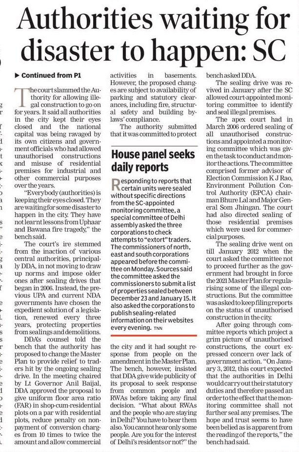 sunitaiyer's tweet photo. SC rap on DDA over Master Plan is a warning of sorts to other destruction authorities, especially #Bengaluru Destruction Authority! #BDA, r u also waiting 4 something tragic 2 happen? #ReclaimingBengaluru needs accountable &amp; transparent civic authorities. #BDARMPBeda @rajeev_mp https://t.co/s6kxjKPQU5