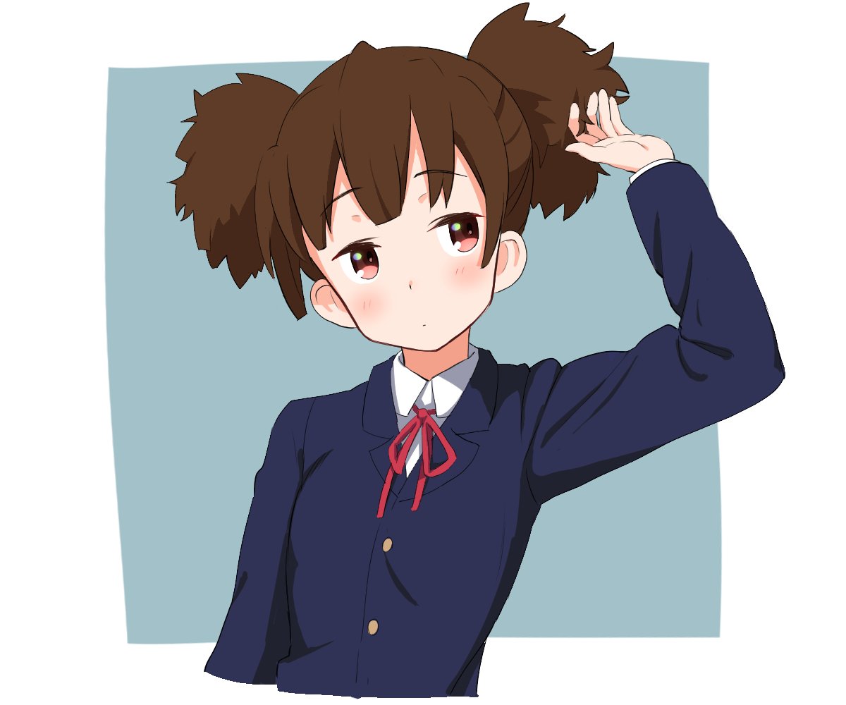 1girl school uniform solo twintails brown hair sakuragaoka high school uniform brown eyes  illustration images