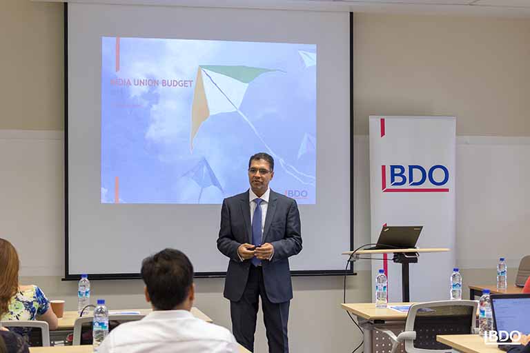 BDO_Singapore's tweet photo. Mr Pranay Bhatia, Partner (Tax &amp; Regulatory Services), BDO India presented the #UnionBudget2018 at the India Budget Update Session organised by BDO Singapore this morning, 6 Feb 2018. #bdosg, #bdoind https://t.co/dnEx9rJkbh