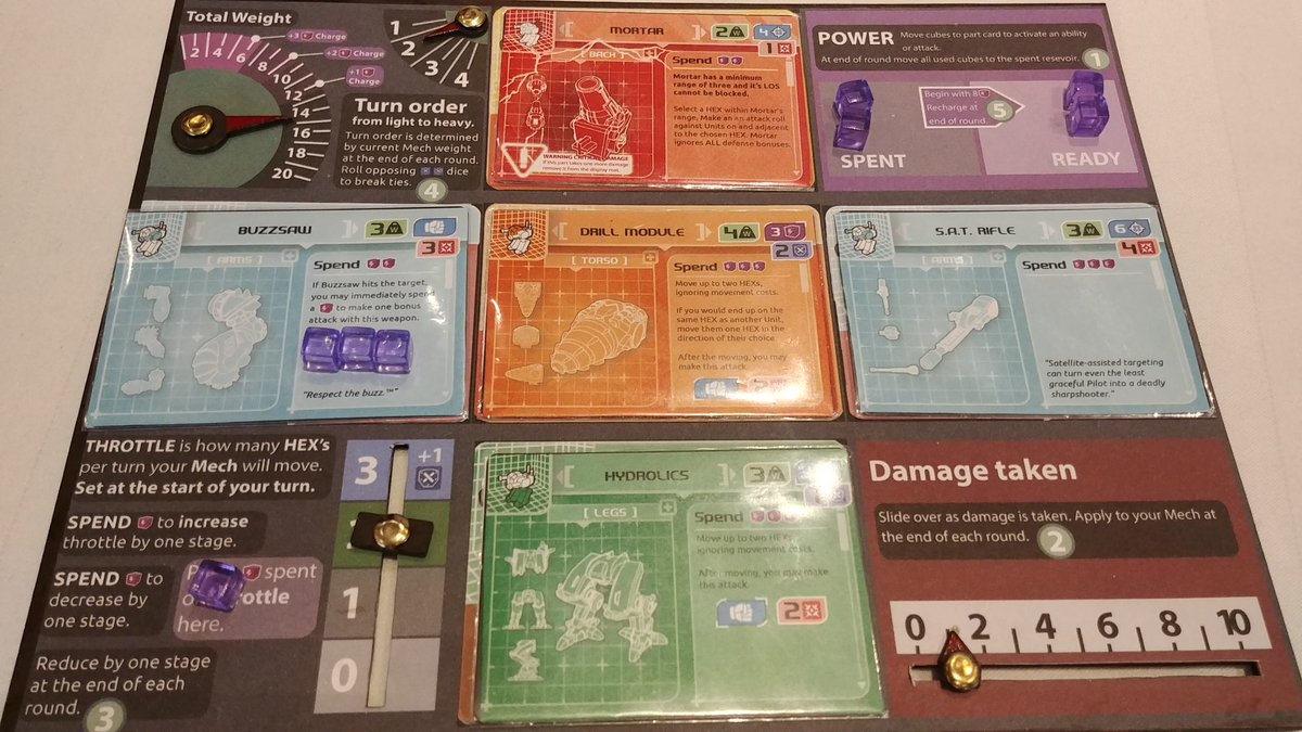 d6gcraig's tweet photo. Draft for components, assemble your mecha, &amp; tear it up! In @MechDeck by Patrick Fahy, you construct your giant robot, manage your energy, &amp; employ an array of weaponry to battle across a varied and treacherous landscape. Great fun at #CaptainCon2018! Coming soon to Kickstarter. https://t.co/YMsHbM7Mhn