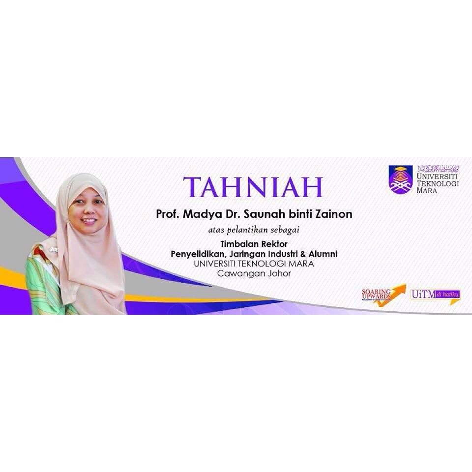 _persidauitmj's tweet photo. Tahniah Prof. Madya Dr. Saunah binti Zainon atas perlantikan sebagai Timbalan Rektor Penyelidikan, Jaringan Industri, dan Alumni UiTM Cawangan Johor. https://t.co/K6qSb4pkhq