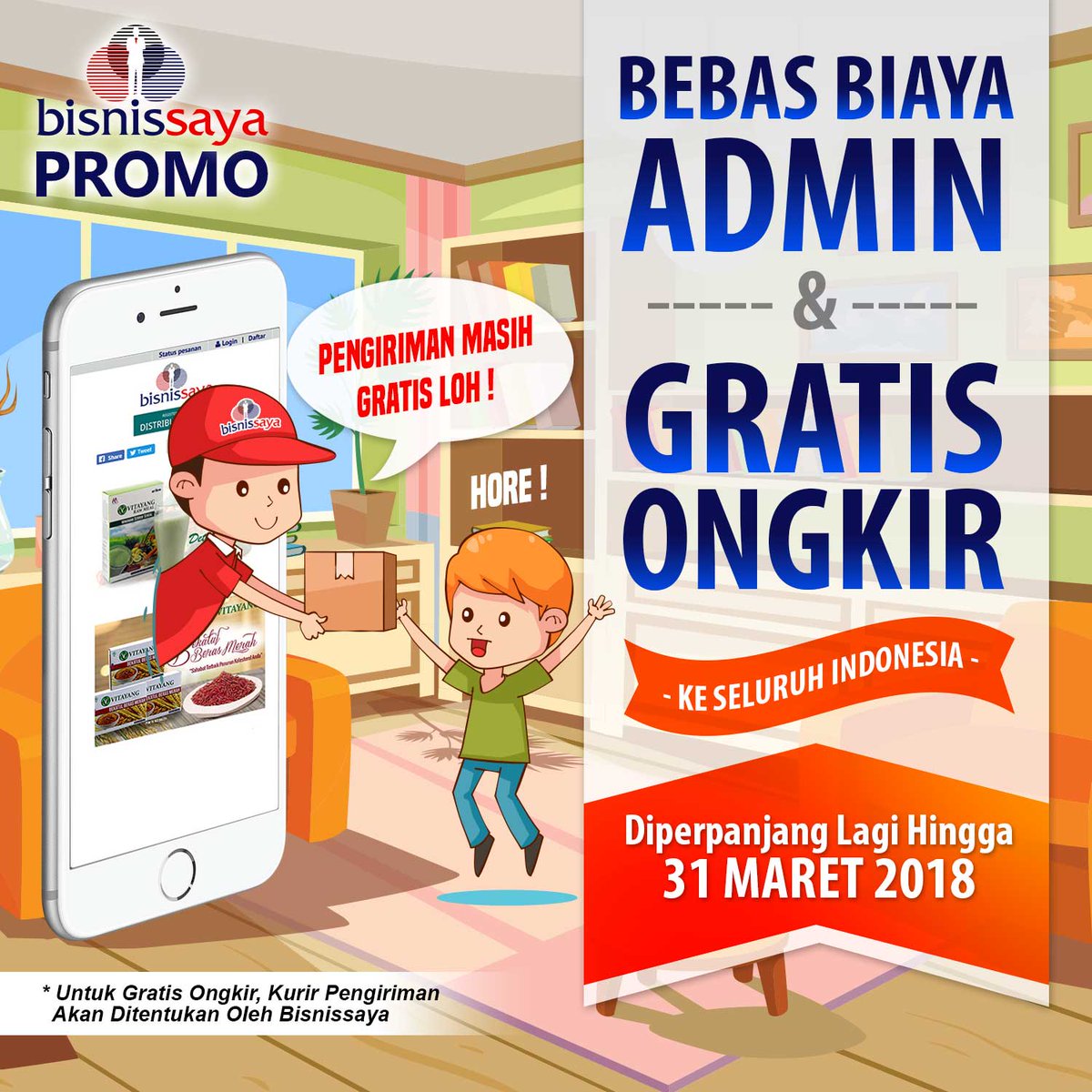 KKIndonesia's tweet photo. Bebas Biaya Admin &amp; Gratis Ongkir
Diperpanjang Lagi Hingga 31Maret 2018
Buruan order di https://t.co/ALLue4vqmk

#kkindonesia #BisnisSaya #Promo #BebasBiayaAdmin #GratisOngkir #KesempatanEmas #Untung #OnlineShop #TokoOnline #ECommerce #ECommerceIndonesia #EBusiness #EMarketing https://t.co/VIsyAm0y07